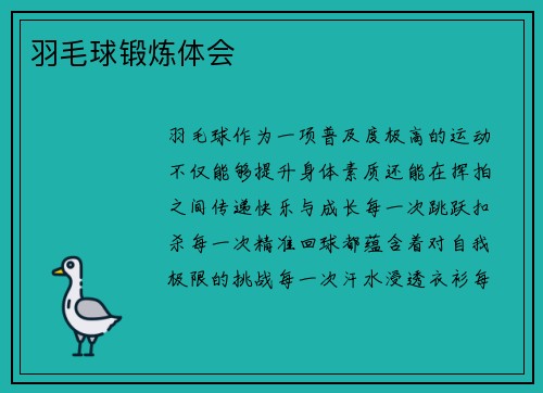 羽毛球锻炼体会