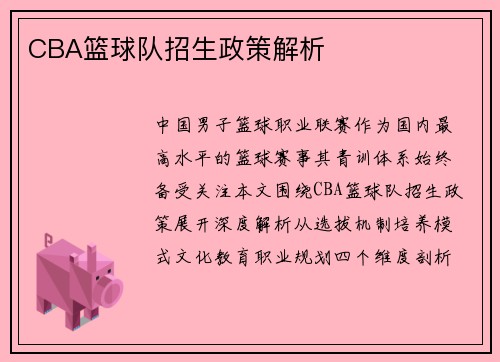 CBA篮球队招生政策解析